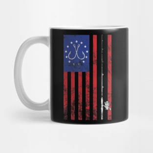 Bass Fishing Pole 1776 Betsy Ross American Flag Vintage Mug